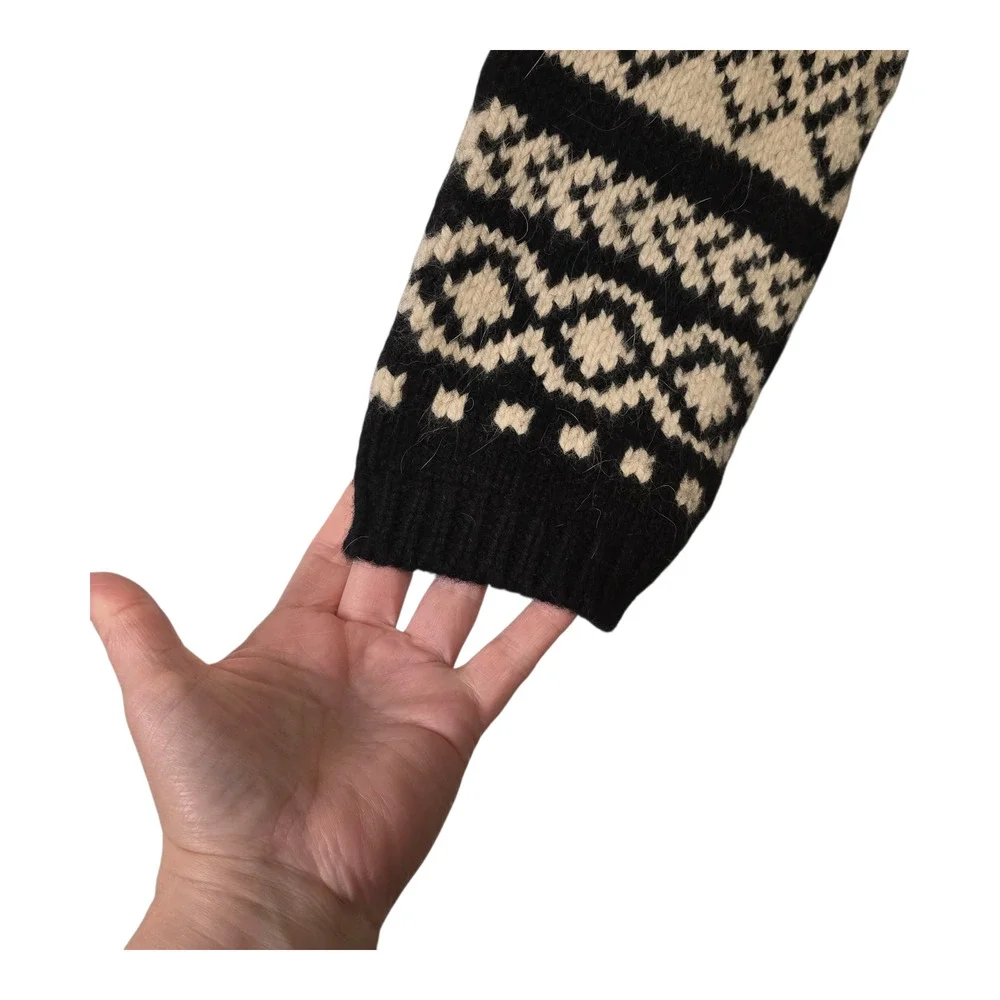 Vintage Eddie Bauer Mens Sweater L Blk Ivy Fair Isle Nordic Wool Angora Gorpcore